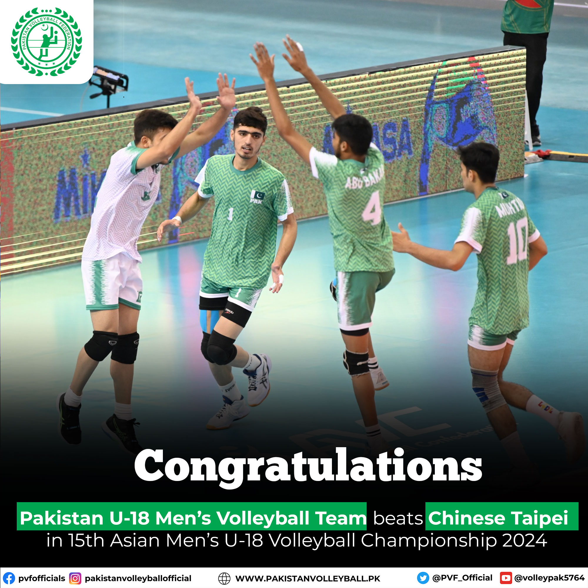 Pakistan Triumphs Over Chinese Taipei in 15th Asian Men’s U18 Volleyball Championship