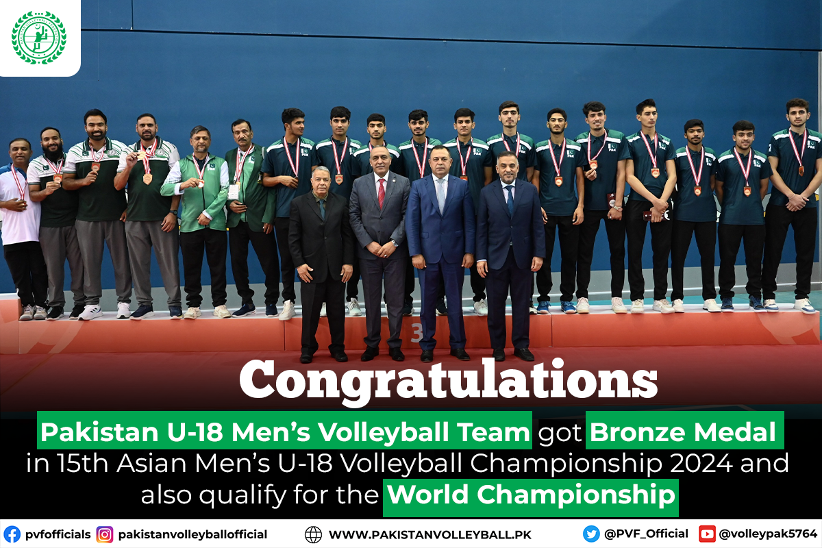 Pakistan Clinches Bronze Medal at the 15th Asian Men’s U18 Volleyball Championship